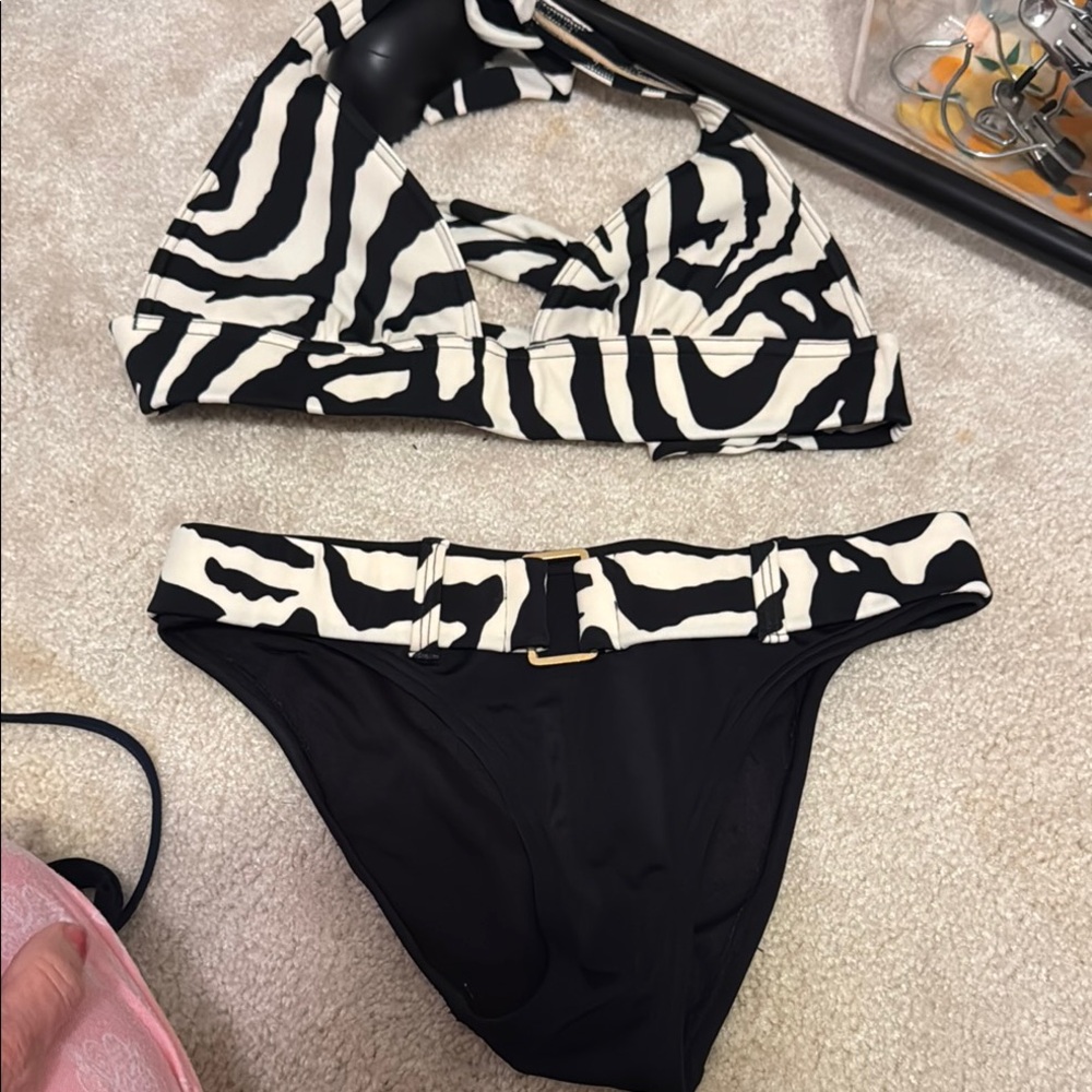 Victoria's Secret Zebra Print Bikini with Black Accents